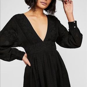 NWT- Free People Sugarpie Mini boho black dress - M